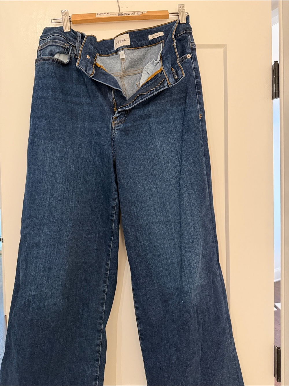 Frame Denim le slim palazzo Wide Leg Jeans in Dark Blue Wash